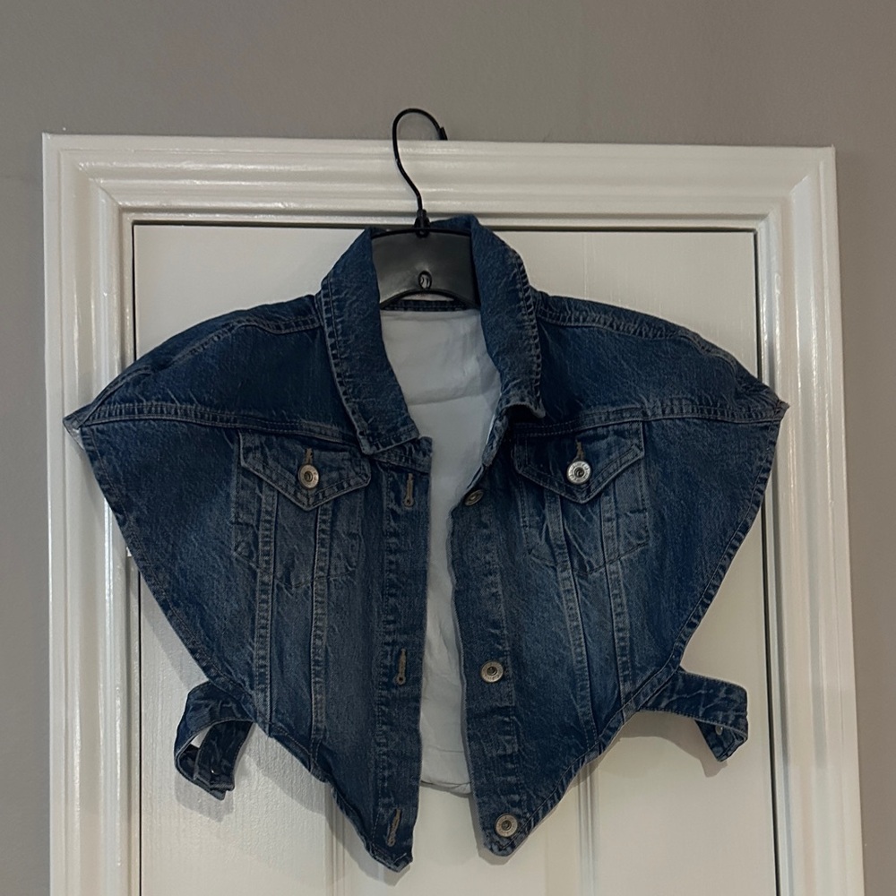 Cropper Blue Denim Vest